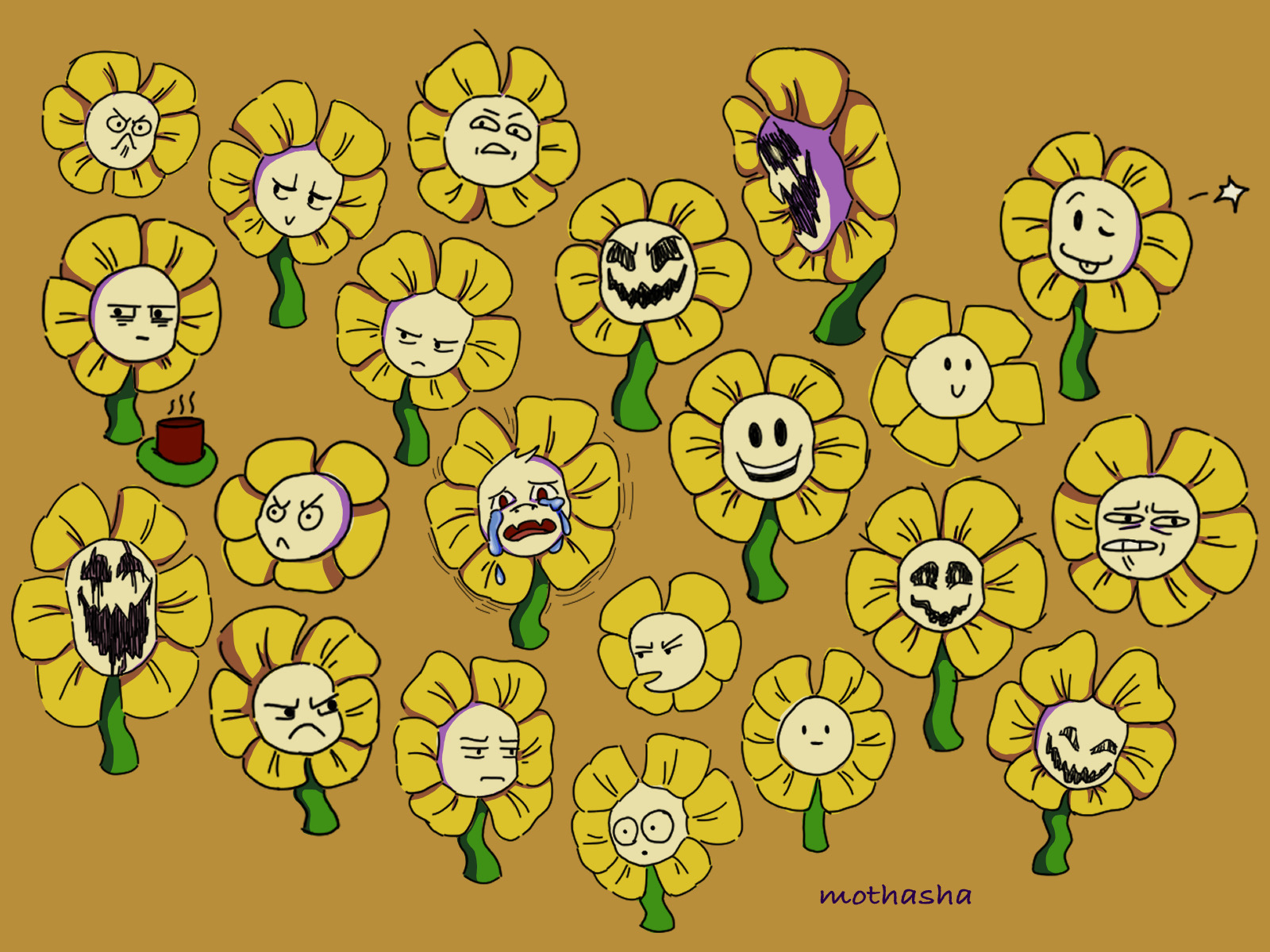 Flowey face expressions by mothasha on DeviantArt