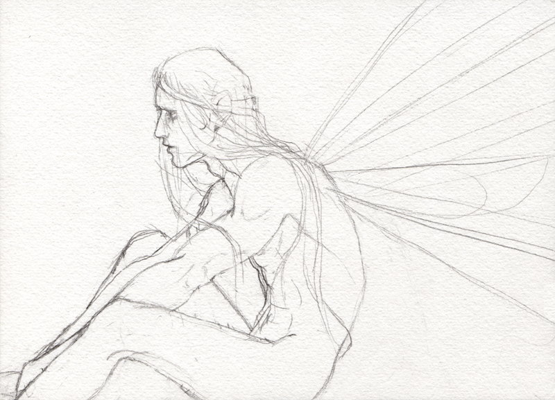 Sitting Faerie -- pencil phase