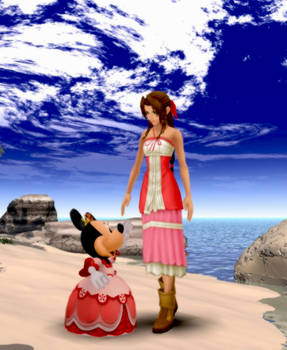 Aerith and Queen Minnie Mouse