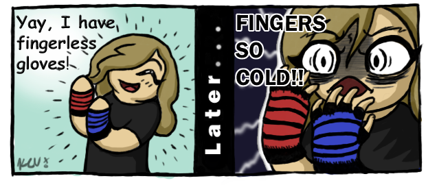 The Problem With Fingerless Gloves x_x