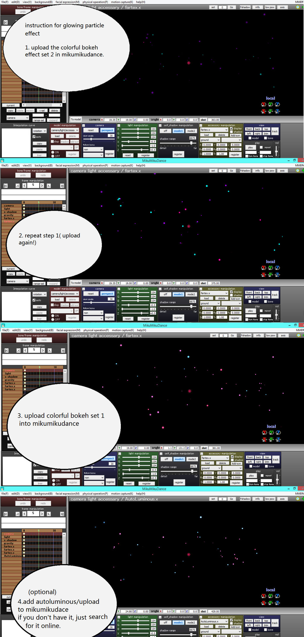mmd Tutorial ( mmd luminous colorful bokeh(effect)