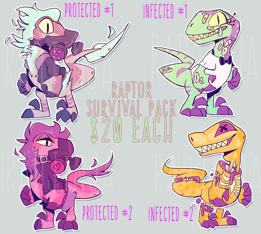 Multiple Raptor Pack Raptor Adoptable Pack! (2/4) by RadJinja on DeviantArt