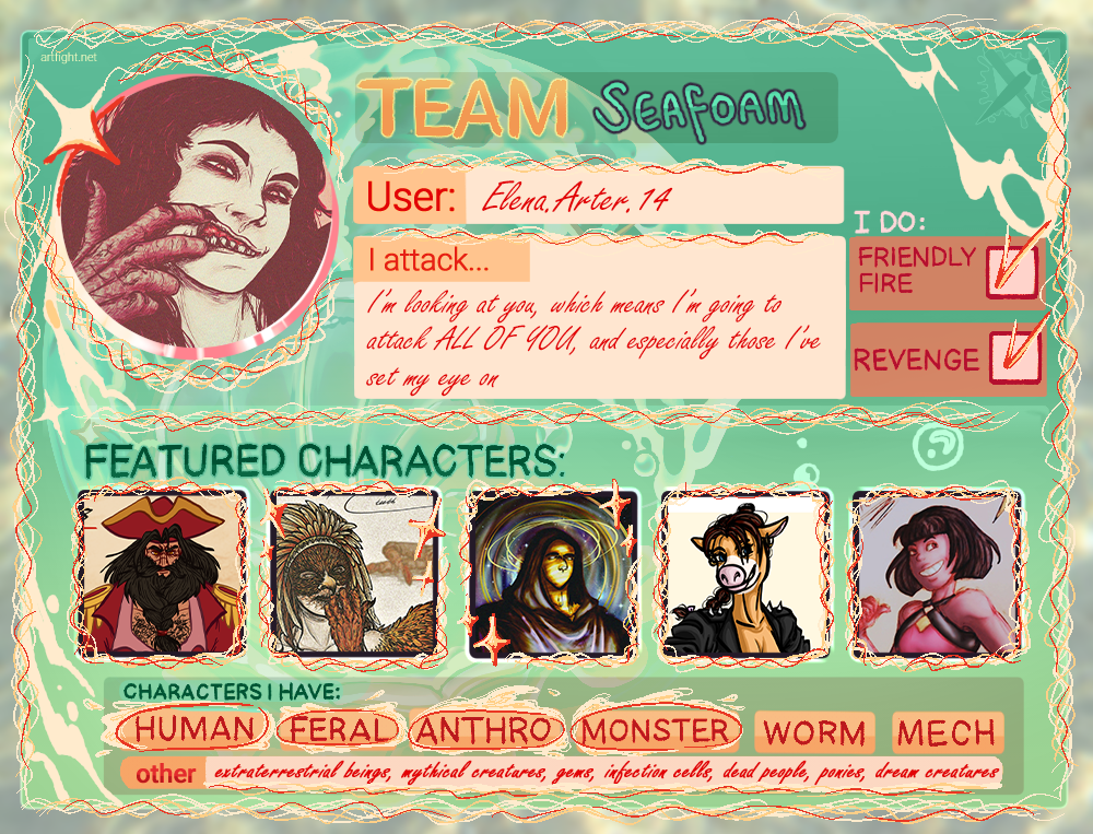 Art Fight 2024 card (Team: Seafoam)