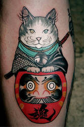Daruma Samurai Cat Tattoo.