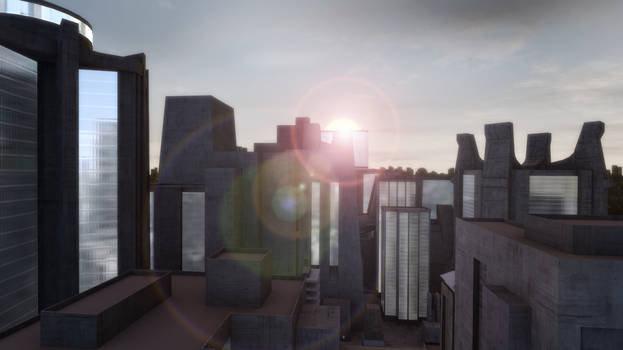 Sun rising over Metropolis