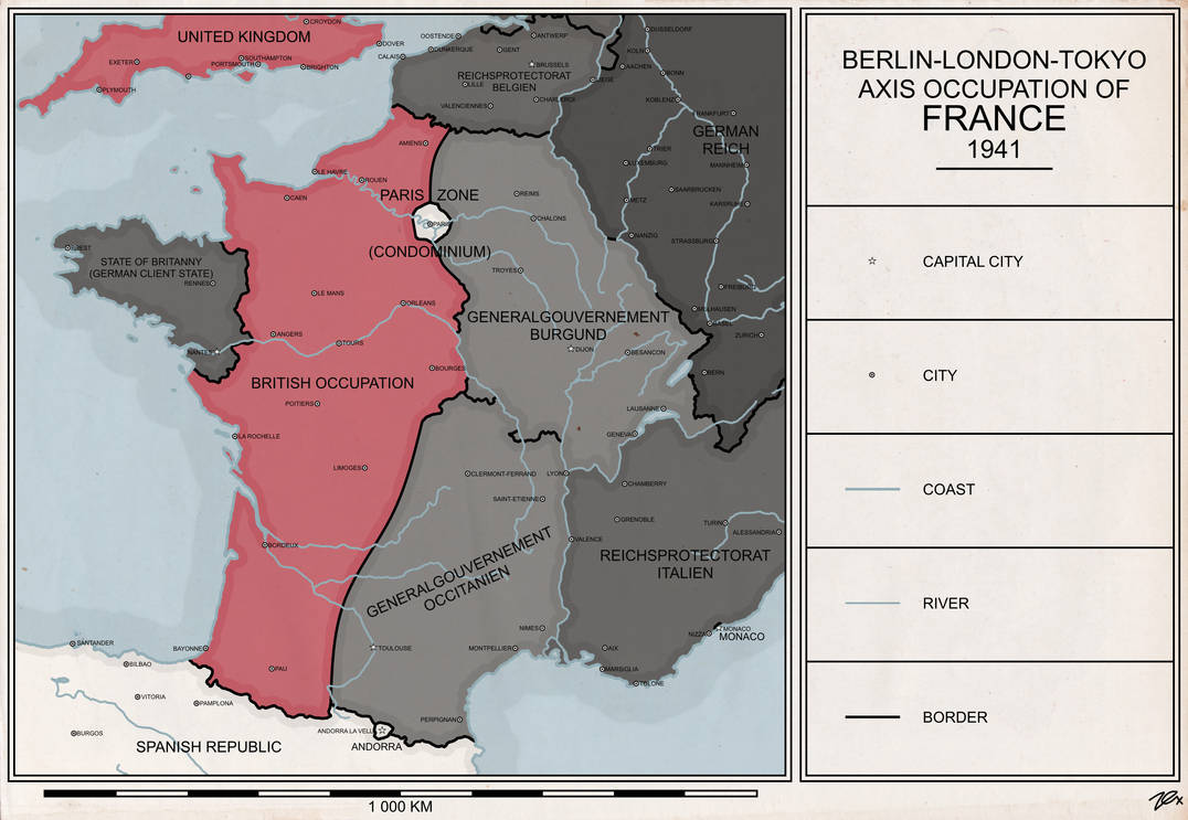France Partition Map Axis Partition of France, 1941 by aroteer-jughashvili on DeviantArt