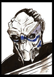 Garrus - Watercolor and Ink Painting