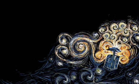 TARDIS Wallpaper Van Gogh Style.
