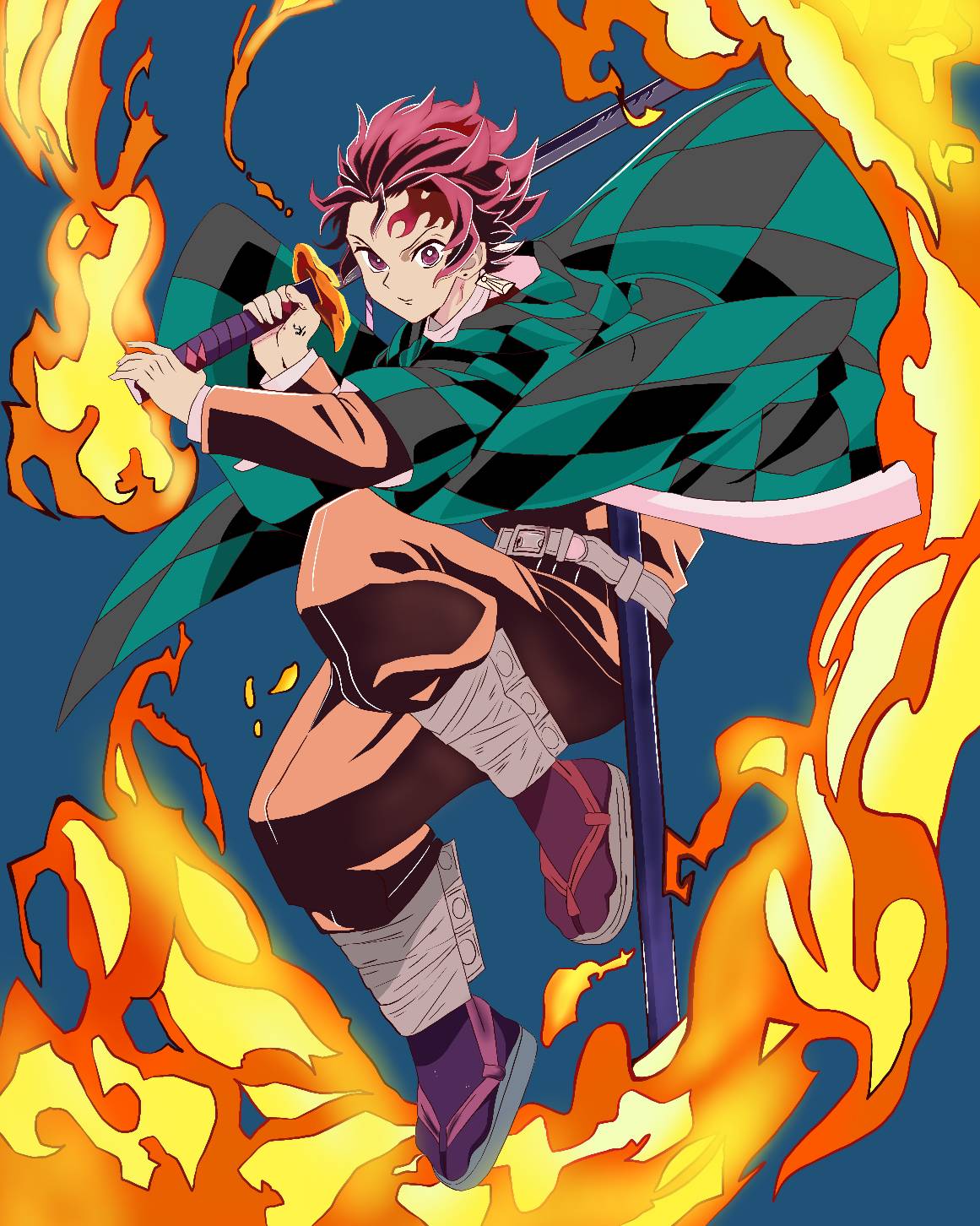 Tanjiro fire breathing by DanickRenders on DeviantArt