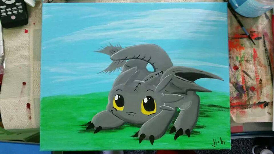 Toothless commission acrylic on canvas 11 X 14 by firefreak5902 on ...