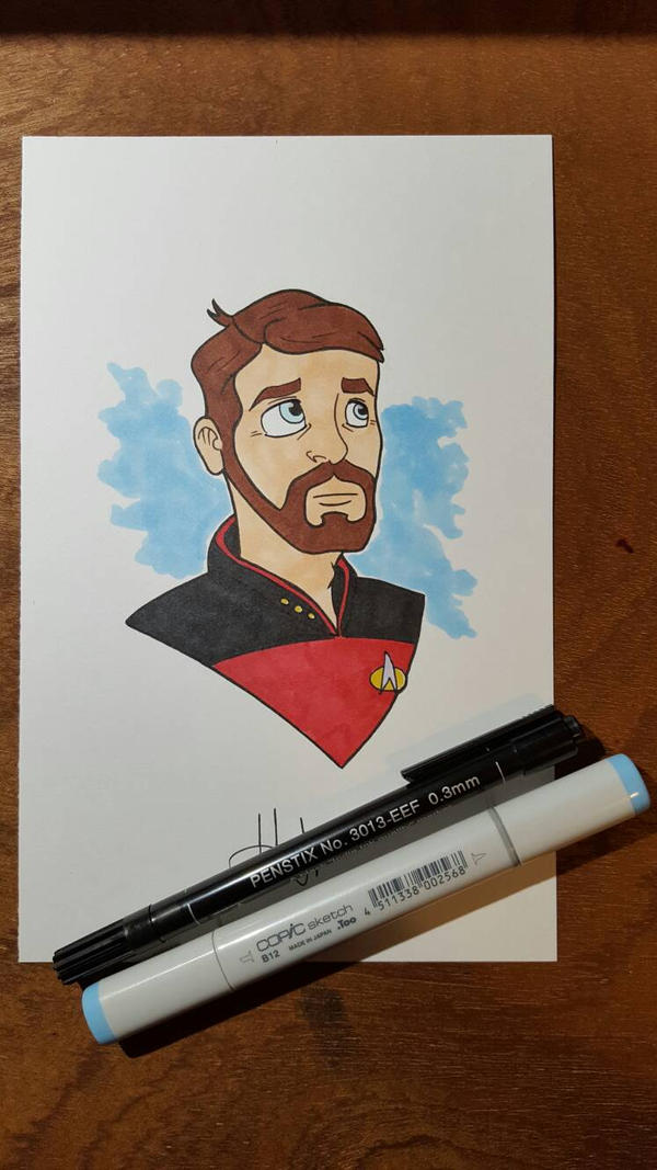star trek Commander Riker sketch card by firefreak5902 on DeviantArt
