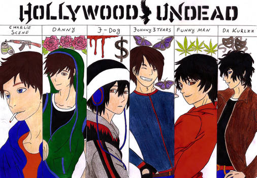 Hollywood Undead as an anime rock band