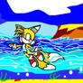 tails swimming in the sea