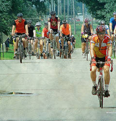 Bicyles and Riders Arrive at Fairfield