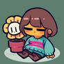 Smol Frisk and Flowey