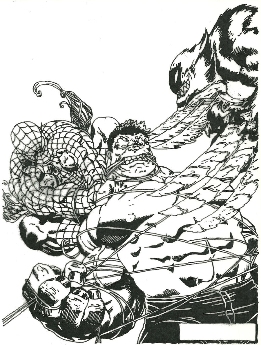 Wolverage and Spider-Hulk Attacking Red Hulk