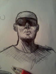 Drawing with pen - guy with sunglasses