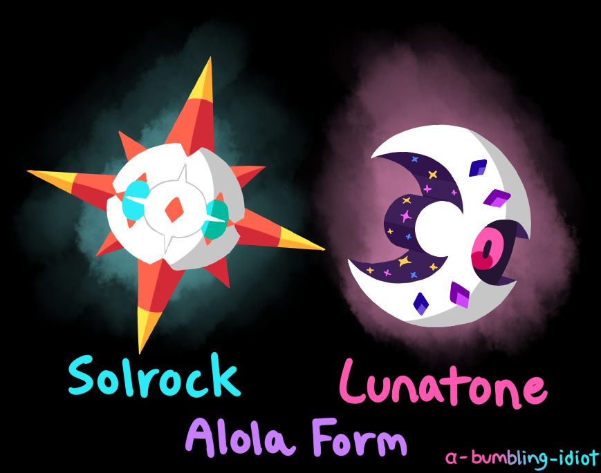 Alolan Solrock and Lunatone