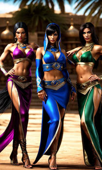 Kitana, Mileena and Jade as belly dancers