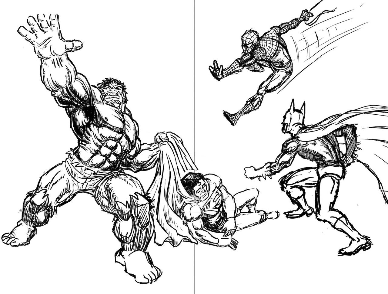 The Hulk, Spider-man, Batman, and Superman by Ernimator on DeviantArt