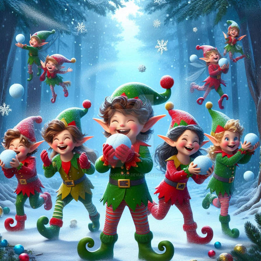 Elves Snowball Fight by Bluepoppypop on DeviantArt