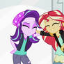 Starlight Glimmer and Sunset Shimmer smiling toget