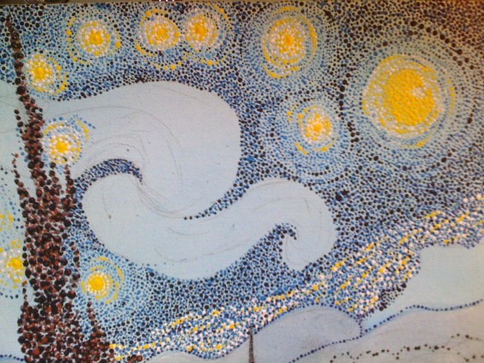 Starry Night Pointillism WIP 4