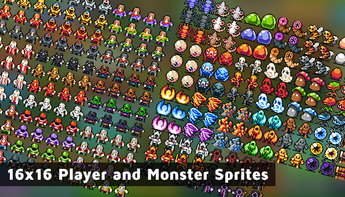 16x16 Player and Monster Sprites