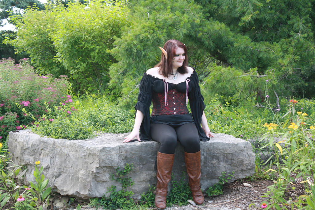 sitting on rocks