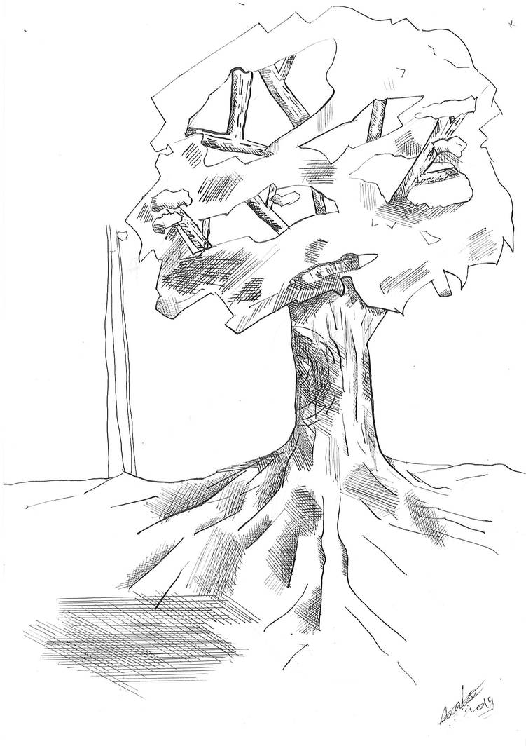Cross-hatch tree by Red-hairedshinobi98 on DeviantArt