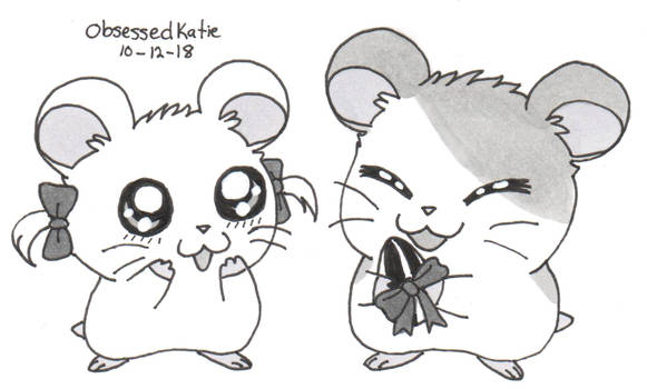 Inktober '18 - Day 12 - Hamtaro and Bijou