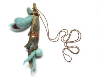 Statement necklace - driftwood, copper and felt
