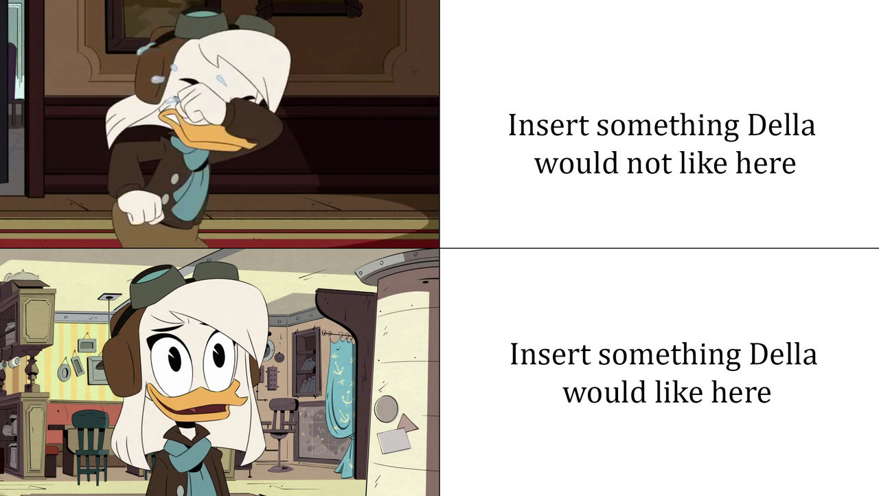 Della Duck drake/likes and dislike meme template