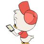 Huey on his phone transparent