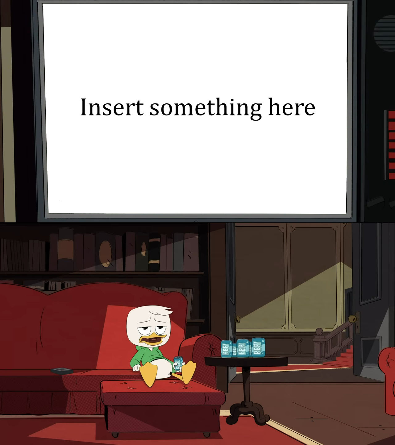 Louie Duck watches meme templete