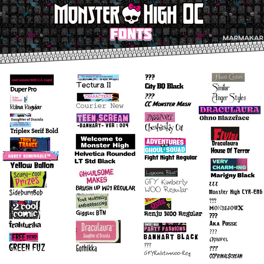 Monster High Fonts Pack ENG by marmakar on DeviantArt
