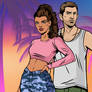 GTA 6 Lucia and Jason Vice City Artwork Style