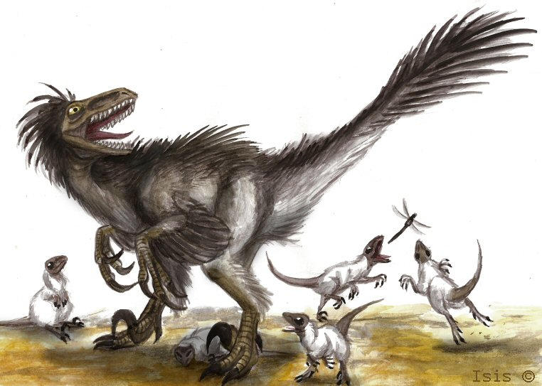 Mrs. Raptor and her chicks by IsisMasshiro on DeviantArt