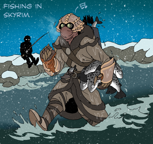 Skyrim - Fishing manually by IsisMasshiro