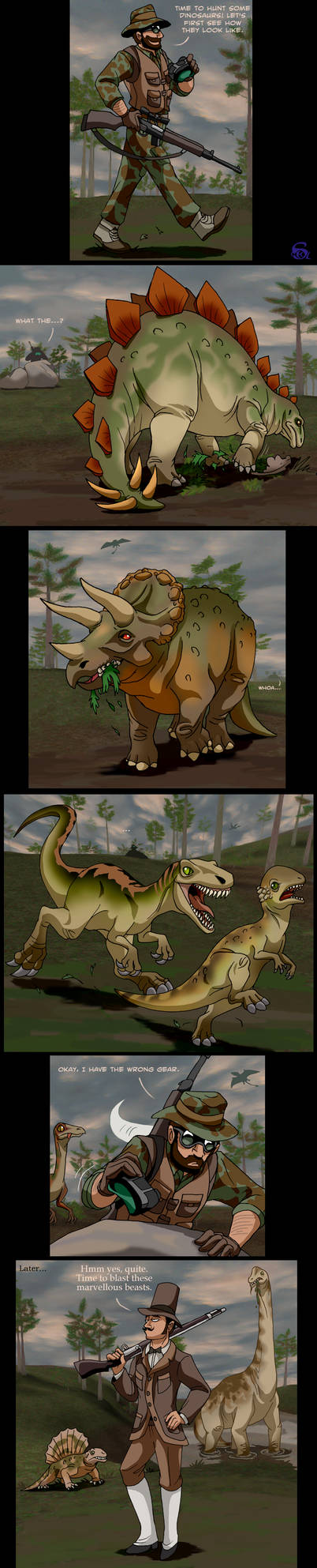 Hunting Rinosauras Fake Retro dinosaur hunting by IsisMasshiro on DeviantArt