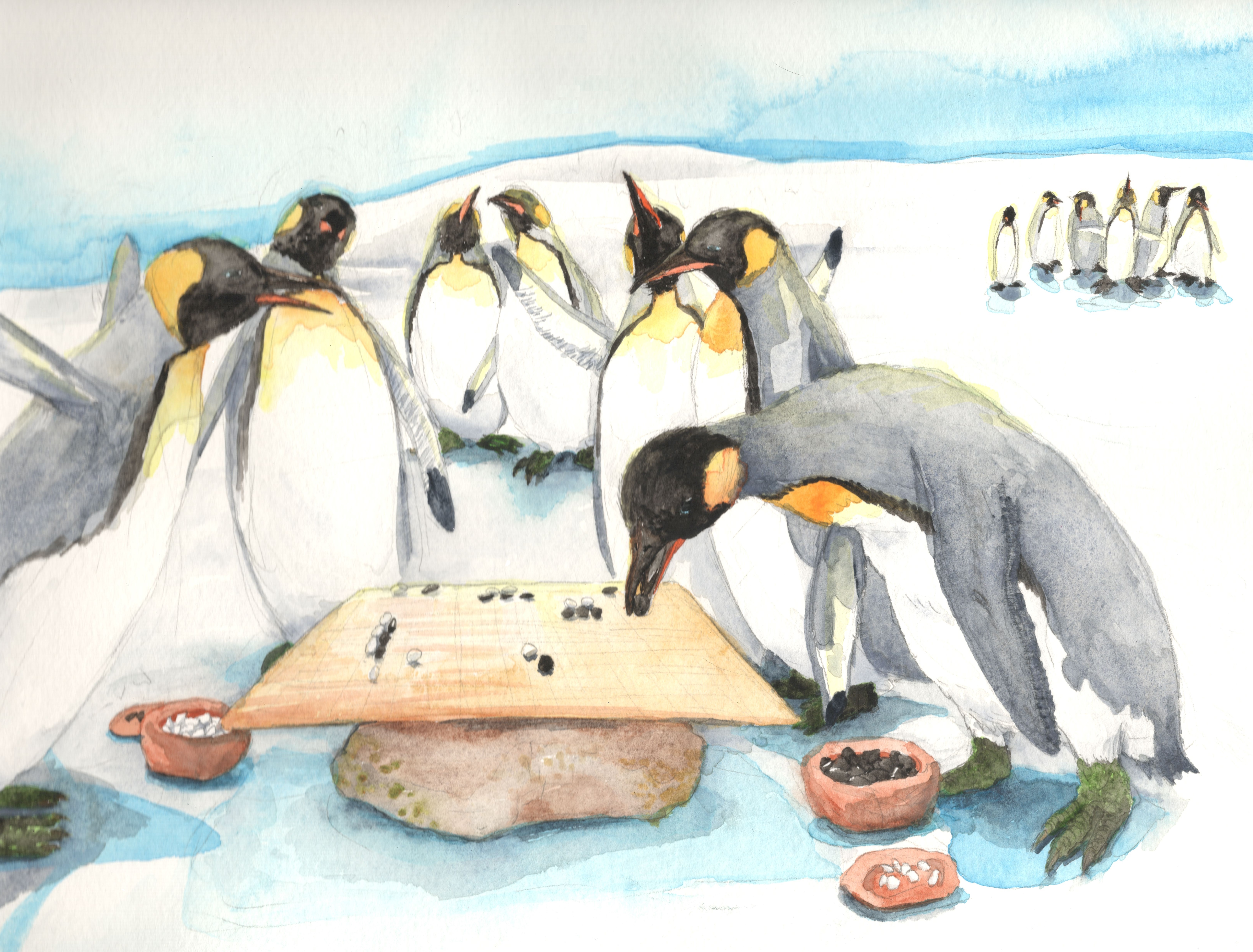 Penguins Playing Go