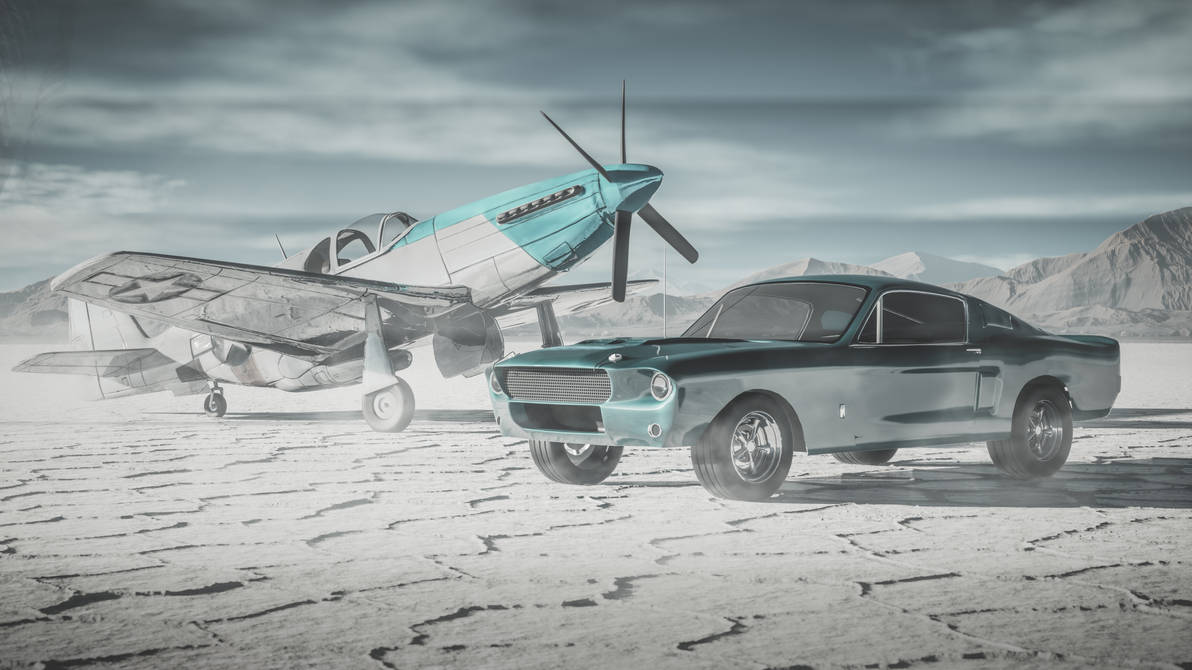 Ford Mustang gt 500 1967 and Mustang p51b aircraft by VojtechVejtasa on ...
