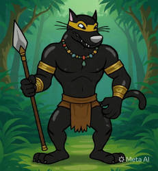 Black panther jungle tribe hunters