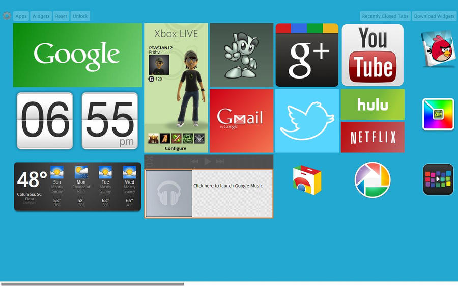 Windows 8 New Tab Page for Chrome