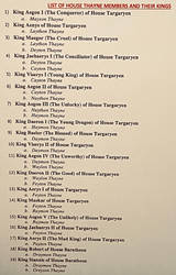 List of Heads of House Thayne and their Kings