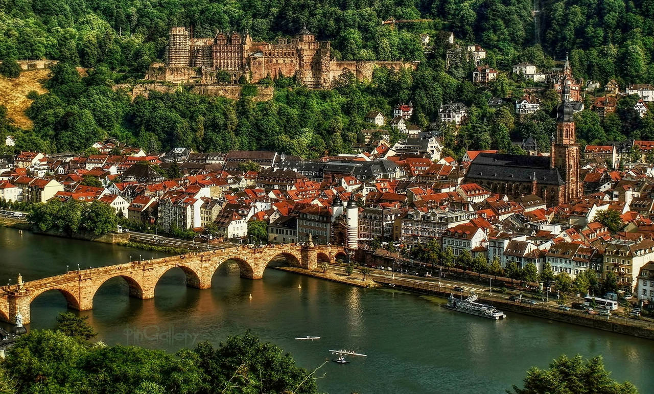 Castle Ruins and Old Bridge in Heidelberg by pingallery