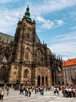 The main tower of the St. Vitus Cathedral