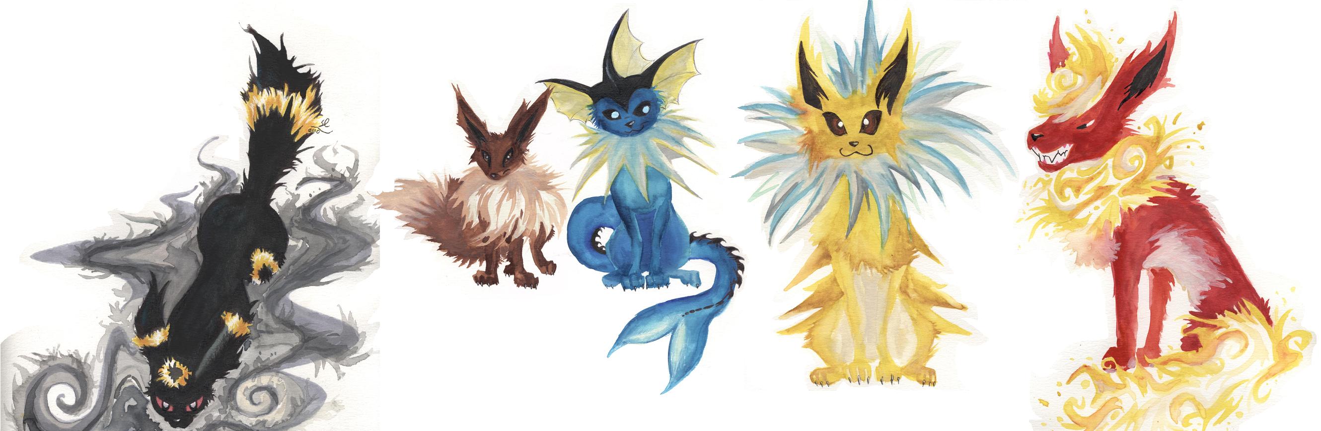 Eevee evolutions by DawnblueDragon on DeviantArt