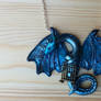 Blue Dragon Necklace - polymer clay dragon art