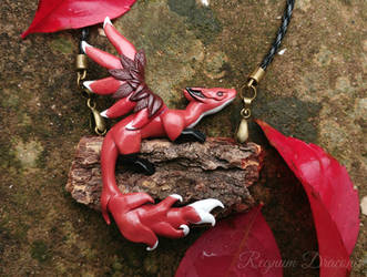 Winged Fox on real Tree Bark-handsculpted pendant